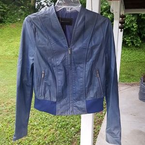 BCBG maxazria regatta blue leather jacket